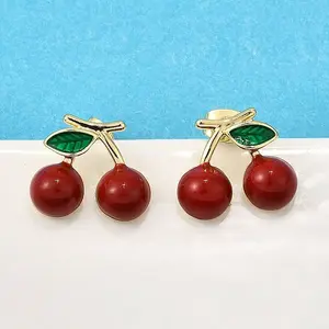Brass Enamel Stud Earrings
