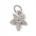Brass Micro Pave Clear Cubic Zirconia Leaf Charms