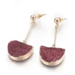 Natural Druzy Quartz Dangle Stud Earrings