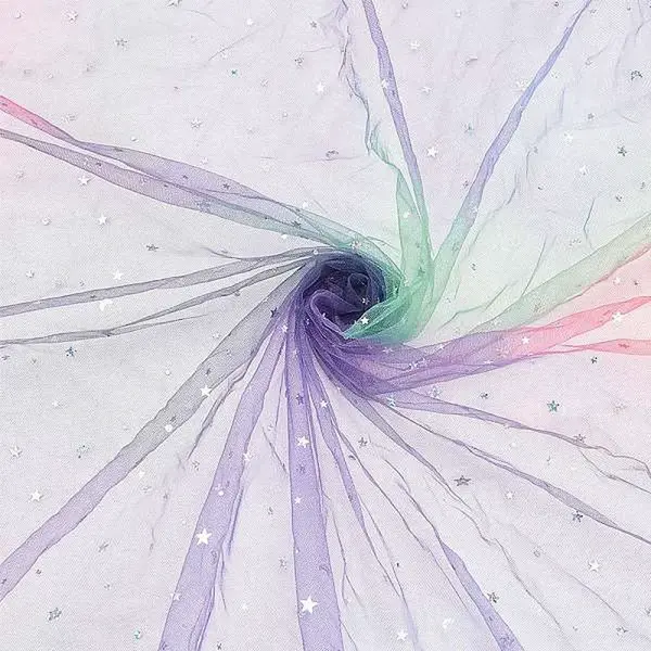 Tie Dye Silver Star Polyester Mesh Tulle Fabric