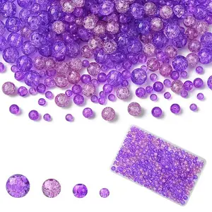 400Pcs 4 Styles Spray Painted Crackle Glass Beads
