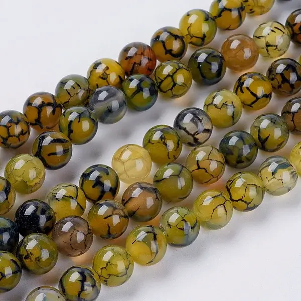 Natural Dragon Veins Agate Beads Strands