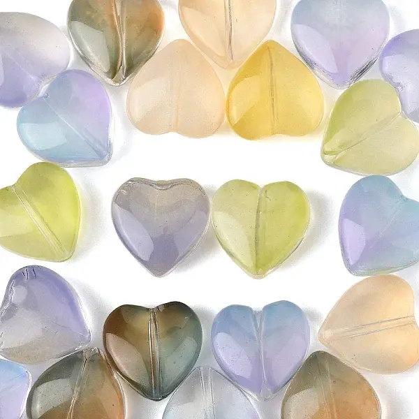 20Pcs Gradient Color Baking Paint Transparent Glass Beads