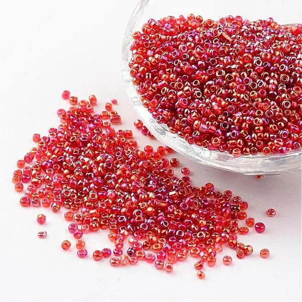 Round Transparent Colors Rainbow Glass Seed Beads