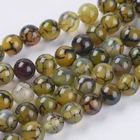 Natural Dragon Veins Agate Beads Strands