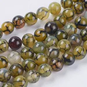 Natural Dragon Veins Agate Beads Strands