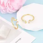 Brass Micro Pave Cubic Zirconia Cuff Rings for Women