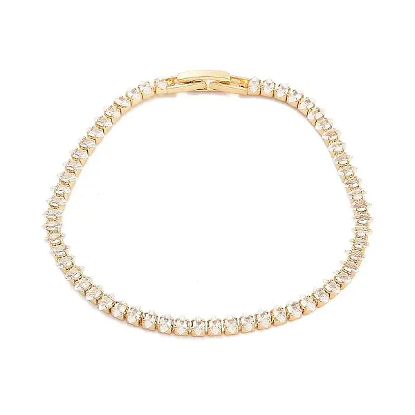 Brass Pave Clear Cubic Zirconia Horse Eye Link Bracelets