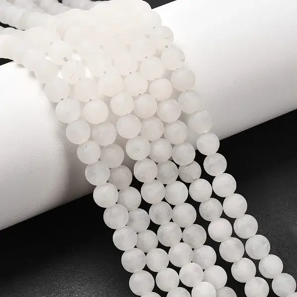 Natural White Jade Round Beads Strands