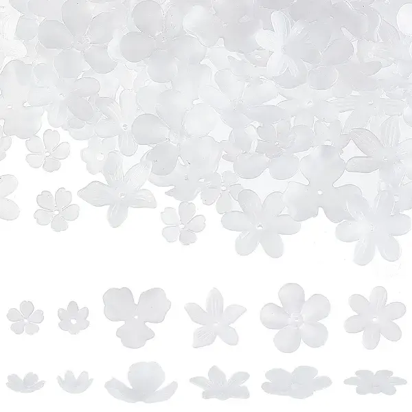 300Pcs 6 Style Transparent Acrylic Bead Caps