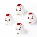 Painted Natural Wood Round Beads