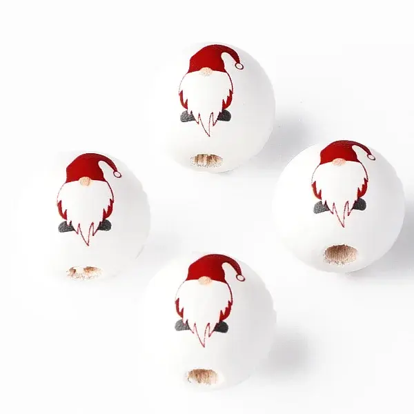 Painted Natural Wood Round Beads