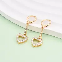 Brass Micro Pave Cubic Zirconia Leverback Earrings