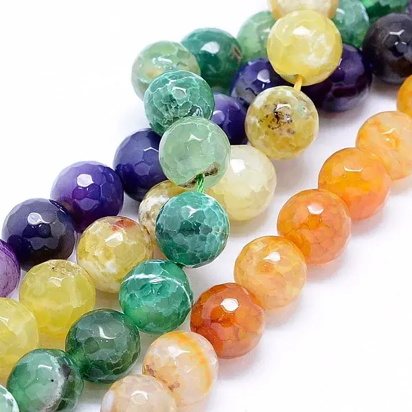 Faceted Natural Agate Beads Strands