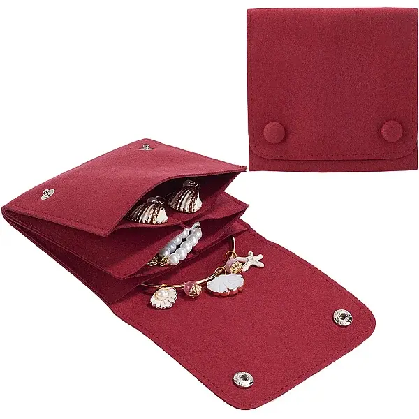 2Pcs Microfiber Cloth Jewelry Storage Bags with Brass Button
