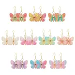 10Pairs 10 Colors Bling Butterfly Resin Dangle Earrings
