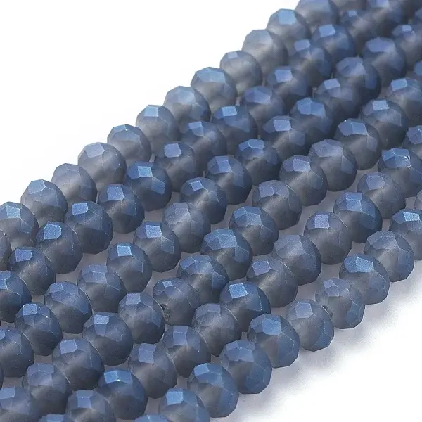 Full Rainbow Plated Faceted Rondelle Glass Beads Strands