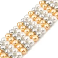 Baking Painted Pearlized Glass Pearl Round Bead Strands