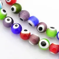 Handmade Evil Eye Lampwork Round Bead Strands