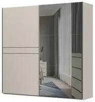 Posuvná šatní skříň se zrcadlem 230 baptiste-béžová - s led osvětlením