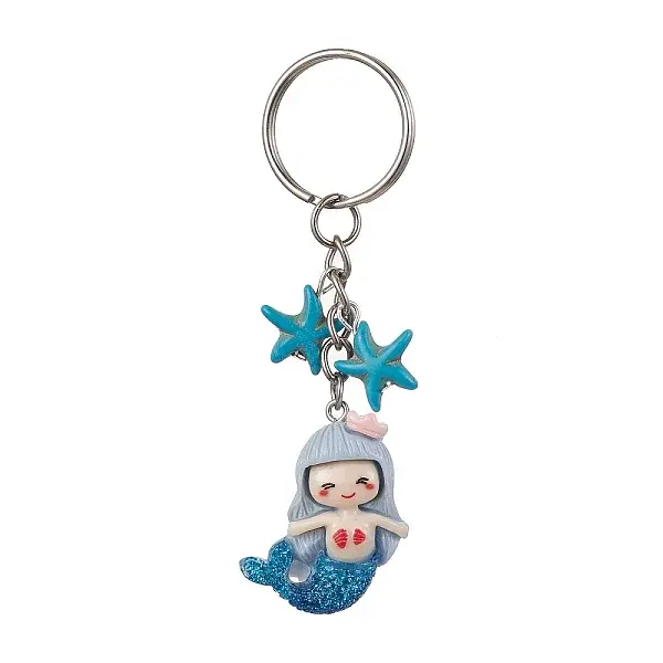 Mermaid Opaque Resin Pendant Keychain
