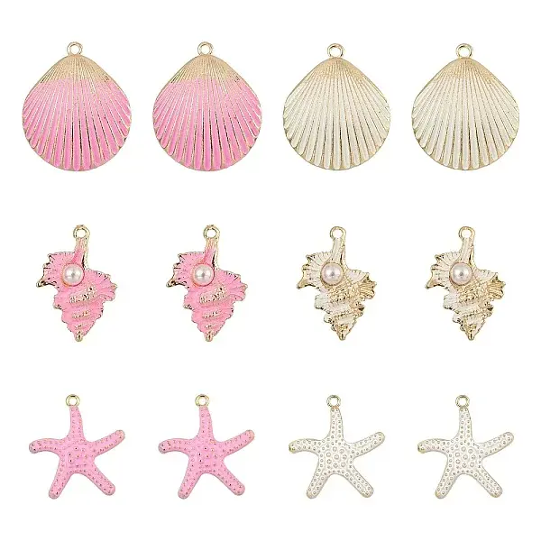 24Pcs 6 Style Spray Painted Alloy Pendants