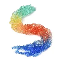 Transparent Painted Glass Beads Strands