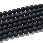 Dyed & Heated Natural Black Agate Bead Strands