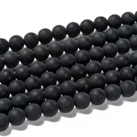 Dyed & Heated Natural Black Agate Bead Strands
