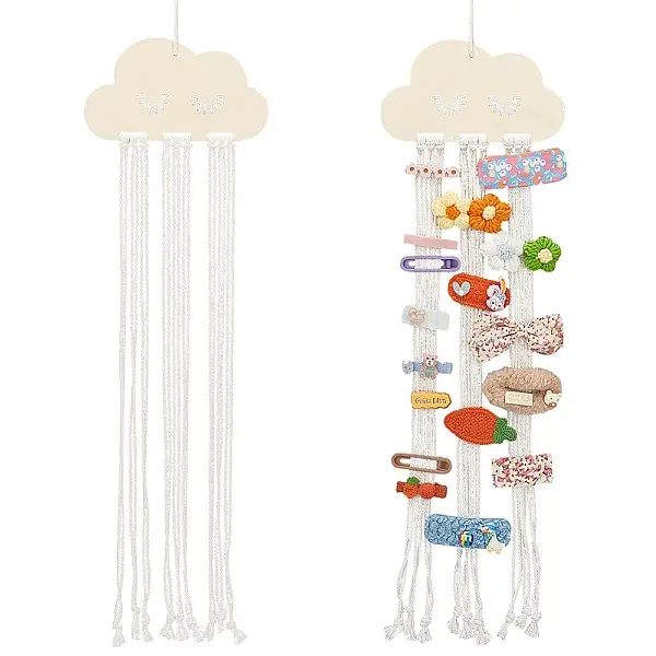 Cloud Wooden Hairpin Hair Clip Hanging Holder Storage Organizer