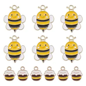 12Pcs 2 Styles Alloy Enamel Pendants