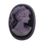 Lady's Head Portrait Flat Oval Violet Resin Cabochons