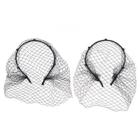 2Pcs 2 Styles Bridal Pearl Mesh Veil Cloth Hair Bands