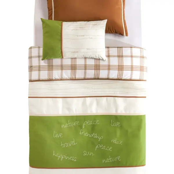 Přehoz na postel nature - zelená/béžová/hnědá