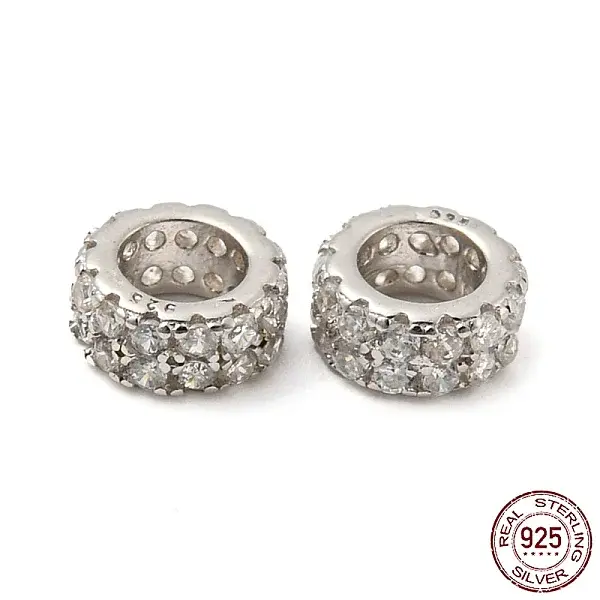 Rhodium Plated 925 Sterling Silver Spacer Beads