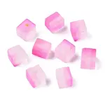 Frosted Glass Beads with Golden Glitter Powder