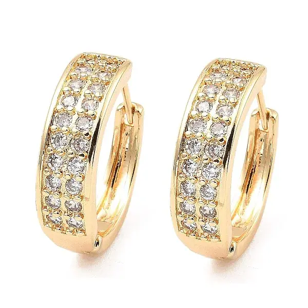 Brass Micro Pave Cubic Zirconia Hoop Earrings