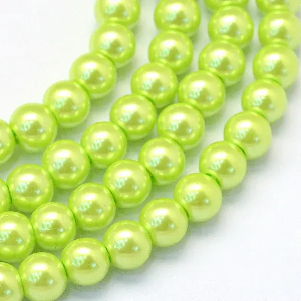 Baking Paint Pearlized Glass Pearl Round Bead Strands