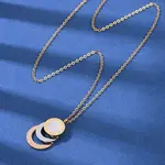 304 Stainless Steel Roman Numeral 3 Ring Pendant Necklaces