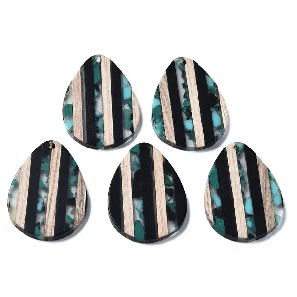 Stripe Resin & Walnut Wood Pendants