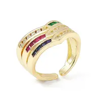 Colorful Cubic Zirconia Arrow Open Cuff Ring