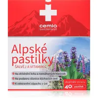 Cemio Alpské pastilky šalvěj a vitamín C lisované pastilky pro zklidnění sliznice dutiny ústní 40 ks