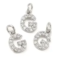 Brass Micro Pave Grade AAA Cubic Zirconia Charms