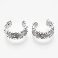 Brass Micro Pave Clear Cubic Zirconia Cuff Earrings