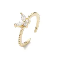 Butterfly Clear Cubic Zirconia Cuff Ring