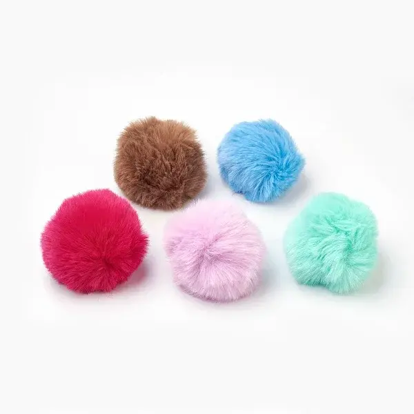 Handmade Faux Rabbit Fur Pom Pom Ball Covered Pendants