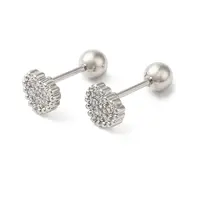 Heart Bow Brass Micro Pave Clear Cubic Zirconia Cartilage Earrings