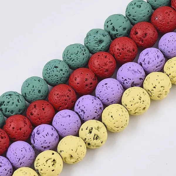 Spray Painted Natural Lava Rock Beads Strands