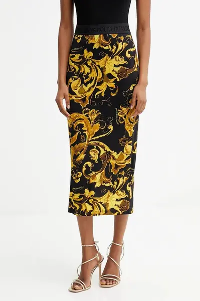 Sukně Versace Jeans Couture černá barva, midi, pouzdrová, 79HAE806 JS500