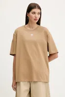 Bavlněné tričko adidas Originals Essentials dámské, hnědá barva, JW5081